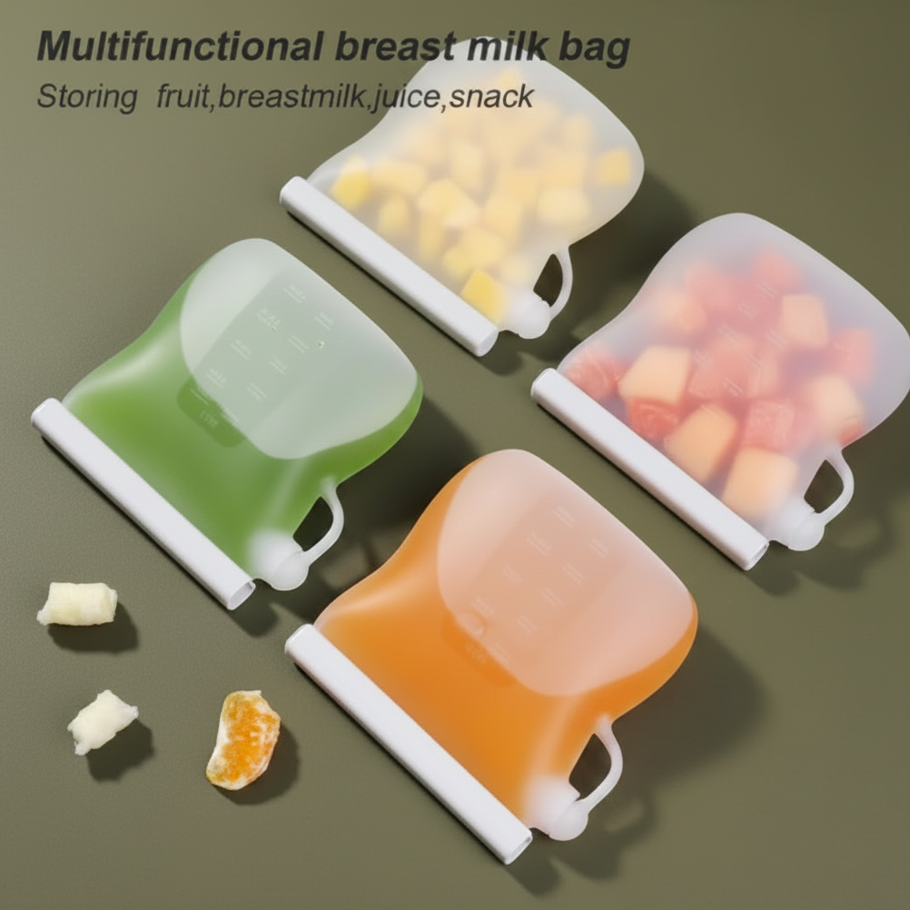 Reusable Silicone Food Pouches 240ml & 250ml - For Milk, Purees & Snacks