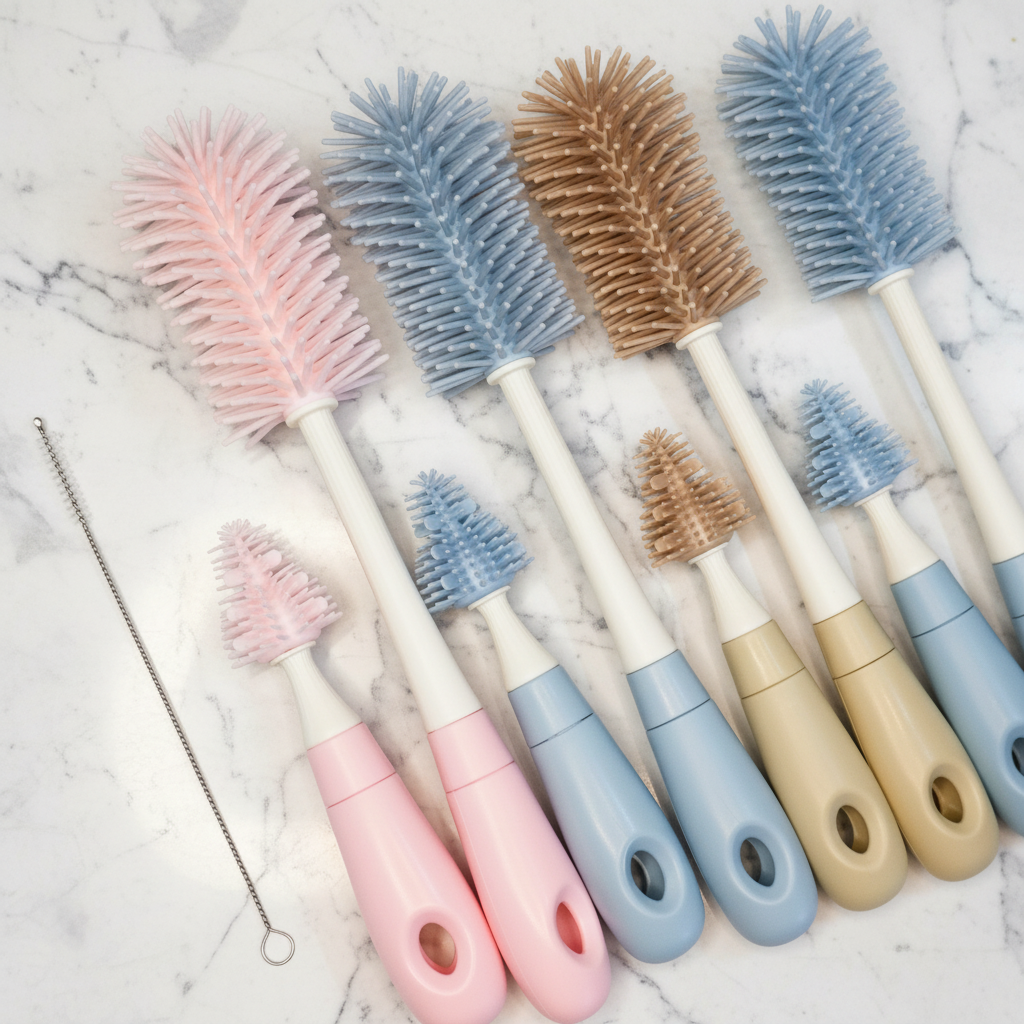 Silicone Bottle Brush Set 3-Pack - For Bottles, Teats & Straws