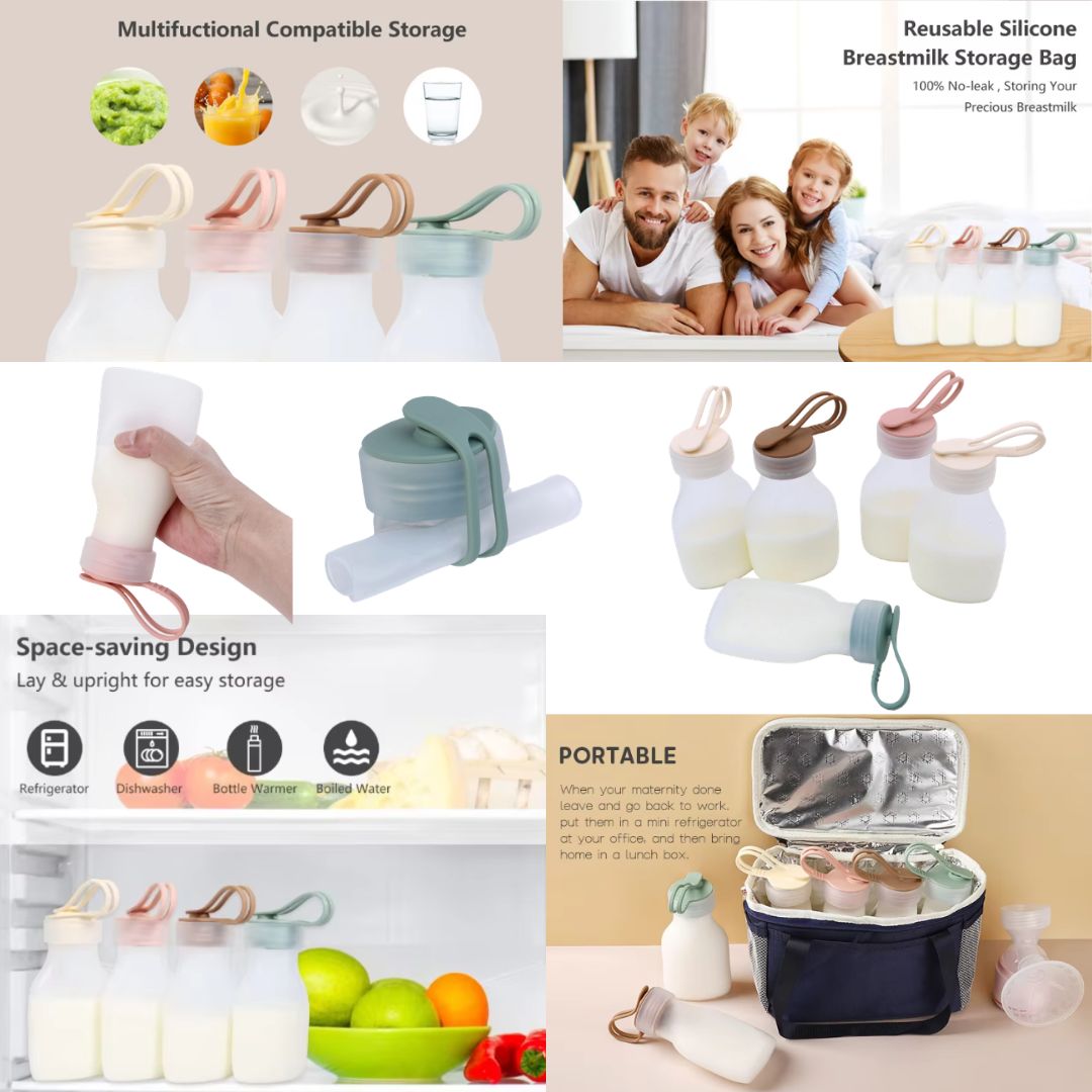 Reusable Silicone Food Pouches 240ml & 250ml - For Milk, Purees & Snacks