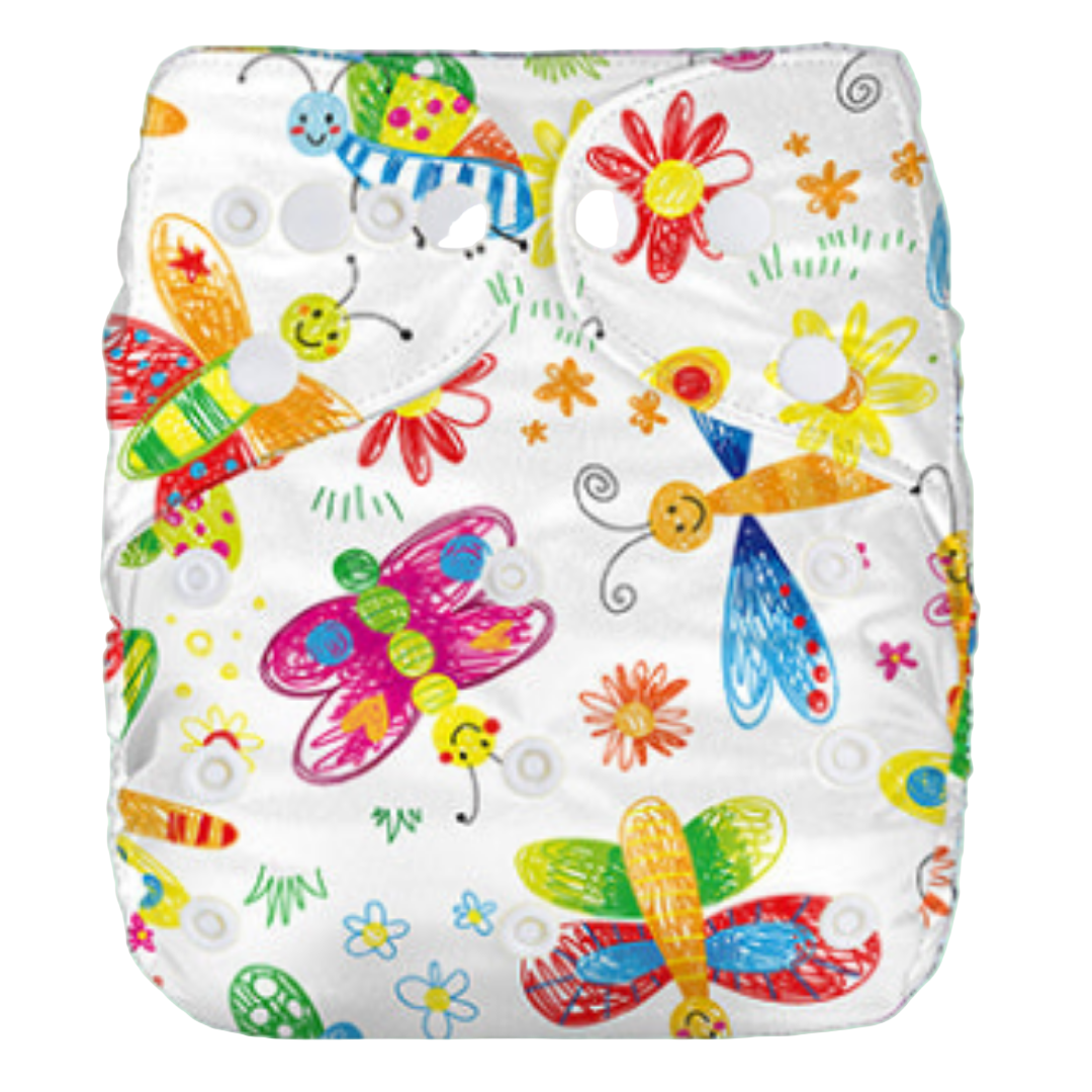 Reusable Cloth Nappies - One Size Fits 3-17kg with Bamboo Insert