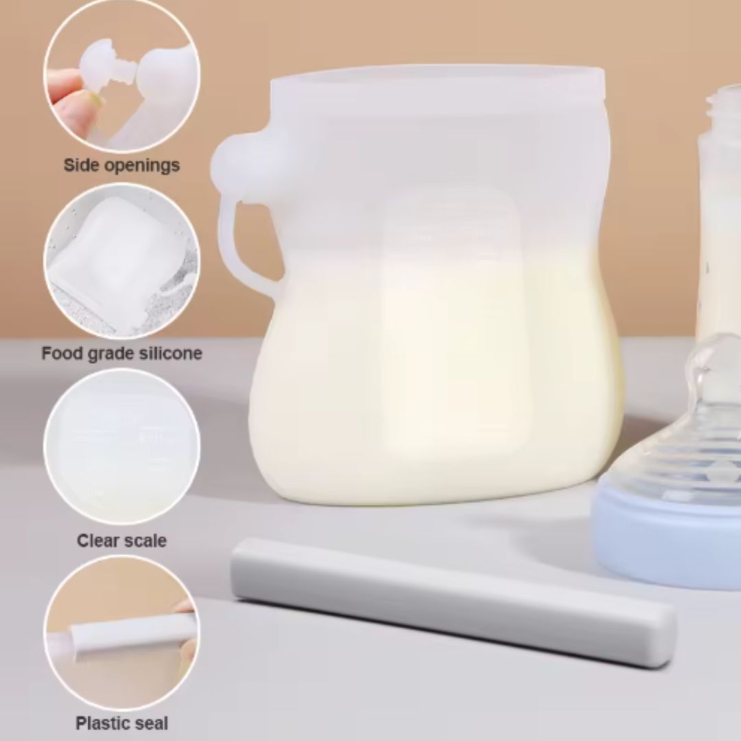 Reusable Silicone Food Pouches 240ml & 250ml - For Milk, Purees & Snacks