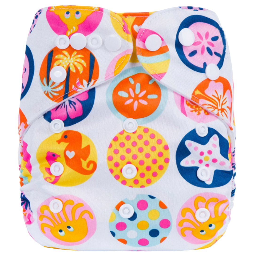 Reusable Cloth Nappies - One Size Fits 3-17kg with Bamboo Insert