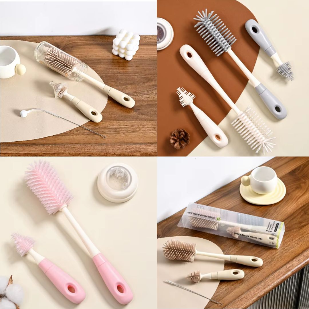 Silicone Bottle Brush Set 3-Pack - For Bottles, Teats & Straws