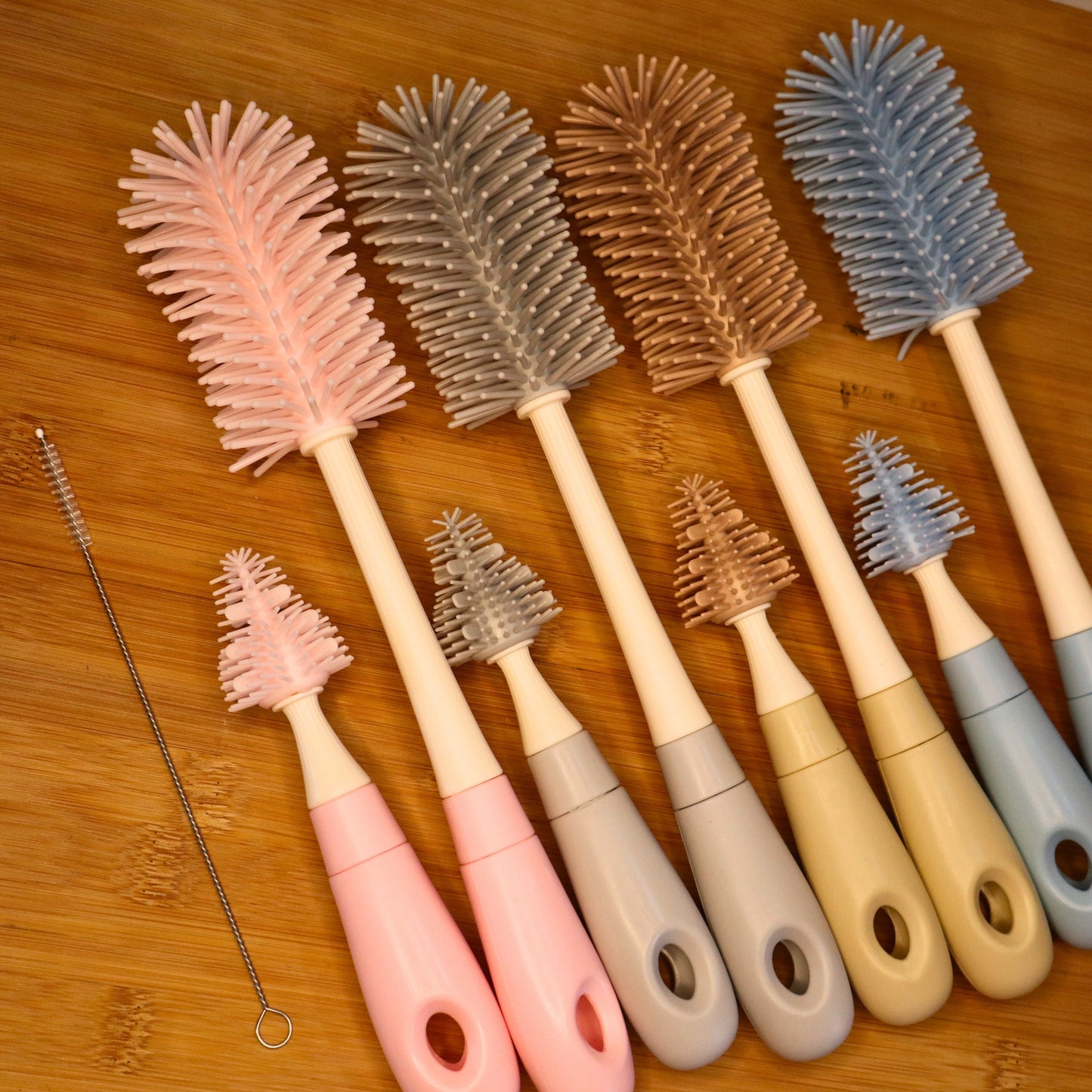 Silicone Bottle Brush Set 3-Pack - For Bottles, Teats & Straws