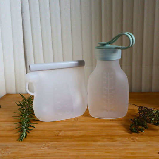 Reusable Silicone Food Pouches 240ml & 250ml - For Milk, Purees & Snacks